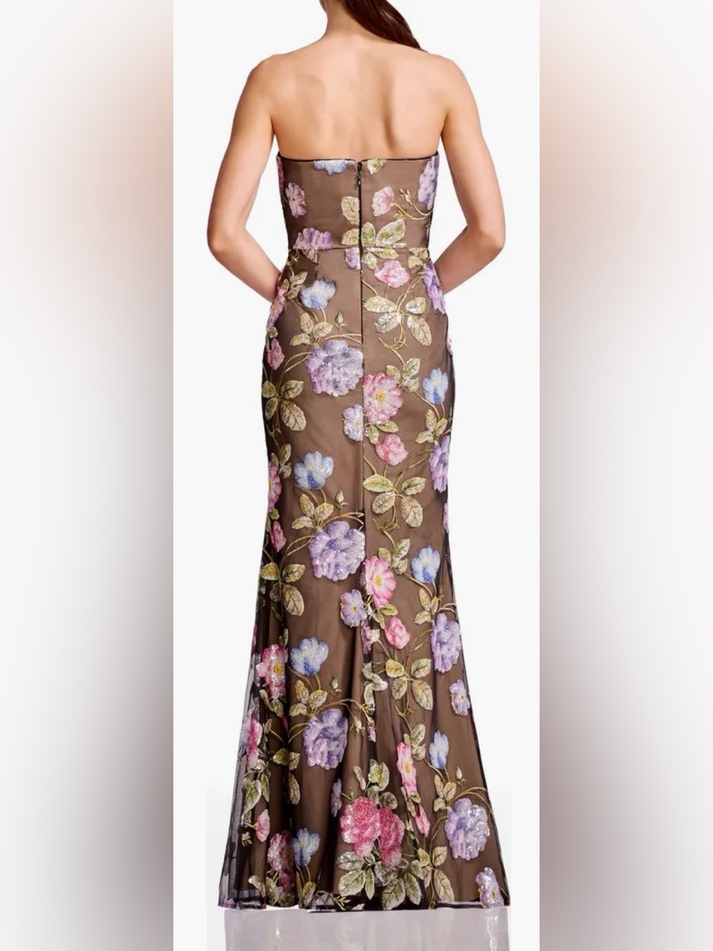 NEW Dress The Population Fernanda Embroidered sequin Floral Strapless Gown Sz XL - Picture 2 of 12